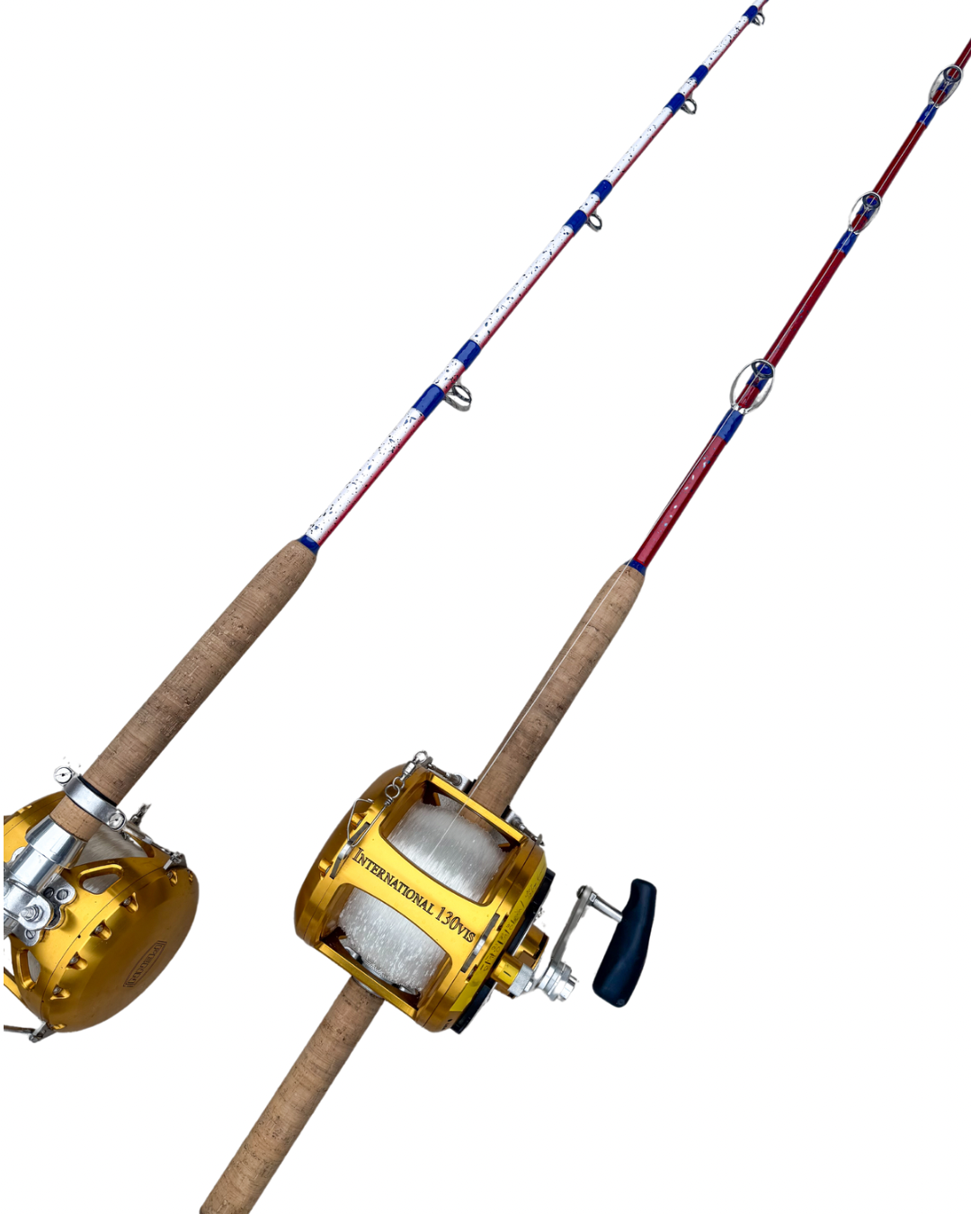 Lightly Used Red, White, and Blue Mahi Pattern Custom Rods